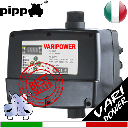 Inverter system Pippohydro Varipower - sistema monofase.monofase per elettropompe pompe sommerse - Alimentazione monofase 230Vac uscita monofase1x230 a frequenza variabile e monofase1x230 a frequenza fissa 3