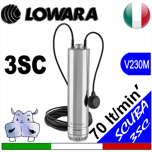 Lowara - Sommersa monoblocco 3SC CG - versione monofase completa di galleggiante