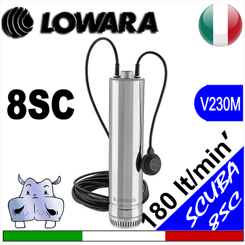 Lowara - Sommersa monoblocco 8SC CG - versione monofase completa di galleggiante