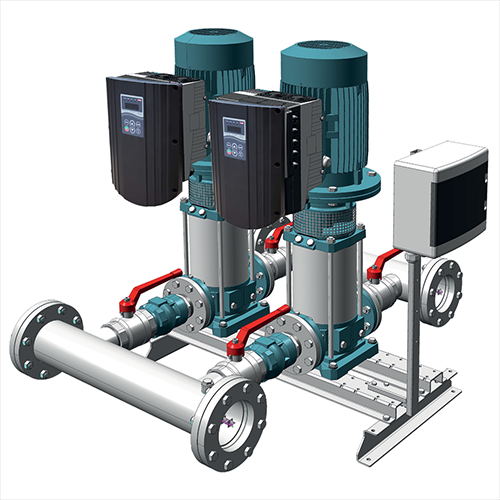 Gruppo gemellare aumento pressione idrica con 2 elettropompe Calpeda ad asse verticale MXV 80-4 gestite da inverter - alimentazione trifase 400Vac e motori trifase 400Vac 2
