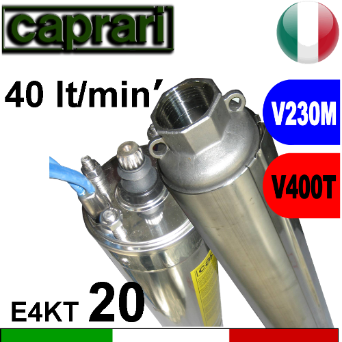 Caprari - Elettropompa sommersa completa E4KT20+MC....M-T portata max 40 litri al minuto