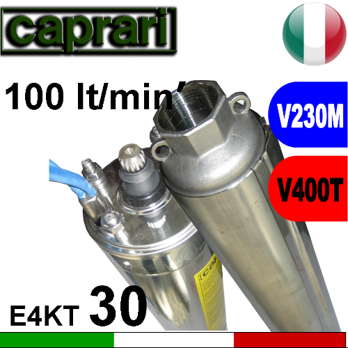 Caprari - Elettropompa sommersa completa E4KT30+MC....M-T portata max 100 litri al minuto