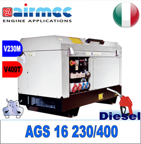 Generatore Gruppo Elettrogeno a diesel AGS16KVA  14,4 KW 14000W avviamento elettrico