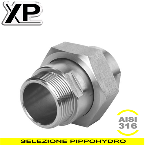 Raccordo bocchettone dritto 3 pz MF in acciaio inox