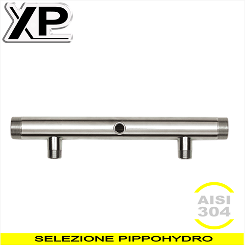 Collettore di aspirazione in acciaio inox a 2 vie per gruppi di pressione gemellari