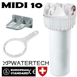 Midi 10 contenitore a 3 pezzi completo di staffa per montaggio a parete e chiave per cartuccie filtro per acqua