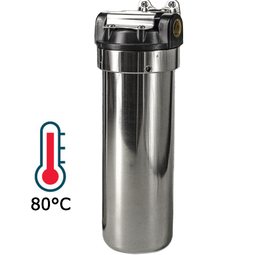 Midi 10 Inox contenitore a 3 pezzi completo di staffa per montaggio a parete e chiave per cartuccie filtro per acqua 2