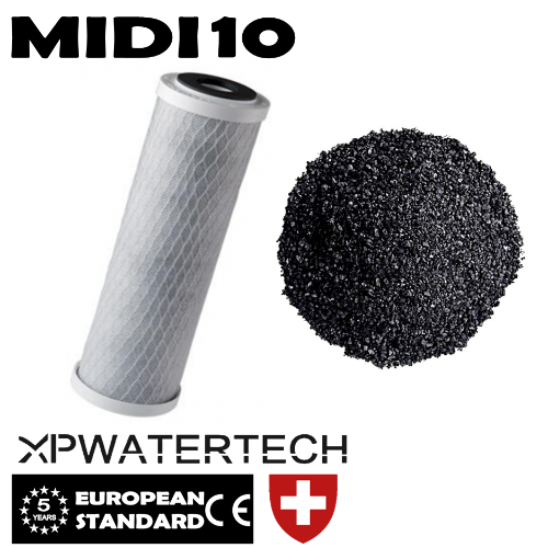Cartucce di ricambio ai carboni attivi per contenitori filtro acqua serie MIDI 10