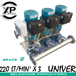 Gruppo di pressurizzazione gemellare a 3 elettropompe ad asse verticale Elettropompe Multistadio Verticali XPWATERTECH 3D UNIVER SERIE 8