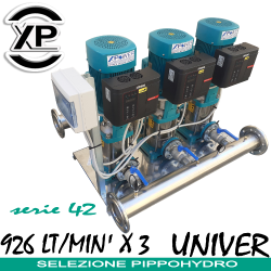 Gruppo di pressurizzazione gemellare a 3 elettropompe ad asse verticale Elettropompe Multistadio Verticali XPWATERTECH 3D UNIVER SERIE 42