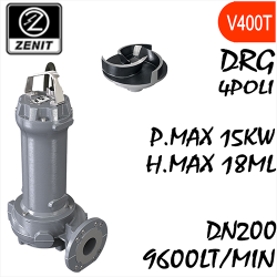 ZENIT - Sommersa  fognature serie Grey DRG mandata orizzontale DN200 4 poli alimentazione trifase