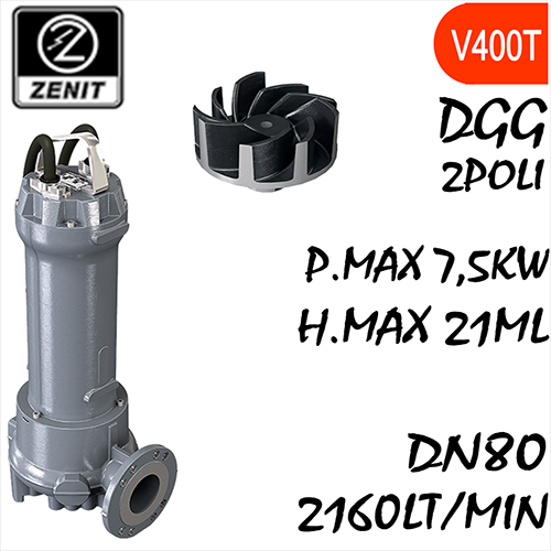 ZENIT - Sommersa  fognature serie Grey DGG mandata orizzontale DN80 alimentazione trifase 2