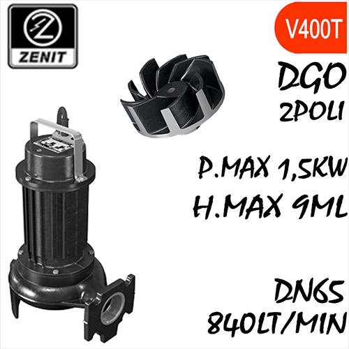 ZENIT - Sommersa  fognature serie O DGO mandata orizzontale DN65  alimentazione trifase