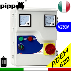 Quadro avviatore per elettropompa, DIRECT MOTOR V230M - ADEM 622 monofase completo di amperometro e voltmetro