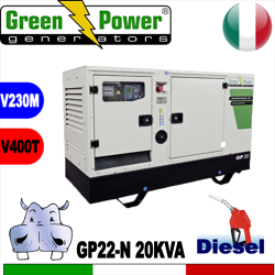 Generatore Gruppo Elettrogeno diesel GP22-N 20KVA Trifase - Silenziato  - avviamento elettrico