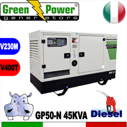 Generatore Gruppo Elettrogeno diesel GP50-N 45KVA Trifase - Silenziato  - avviamento elettrico
