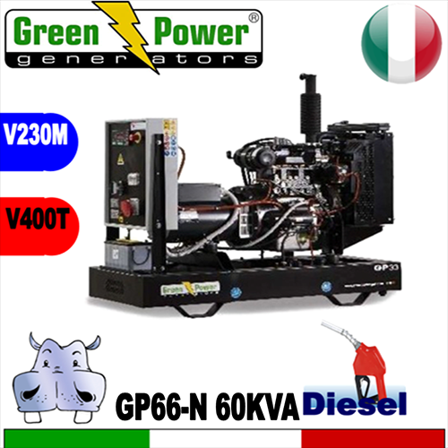 Generatore Gruppo Elettrogeno diesel GP66-N 60KVA Trifase - Aperto - avviamento elettrico