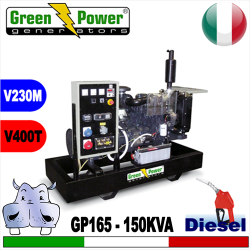 Generatore Gruppo Elettrogeno diesel GP165 - 150KVA Trifase - Aperto - avviamento elettrico