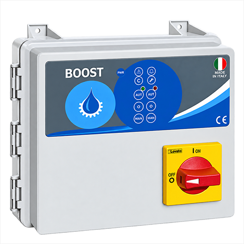 Quadro multiuso comando e protezione due elettropompe pompe sommerse BOOST V400T display interno 2
