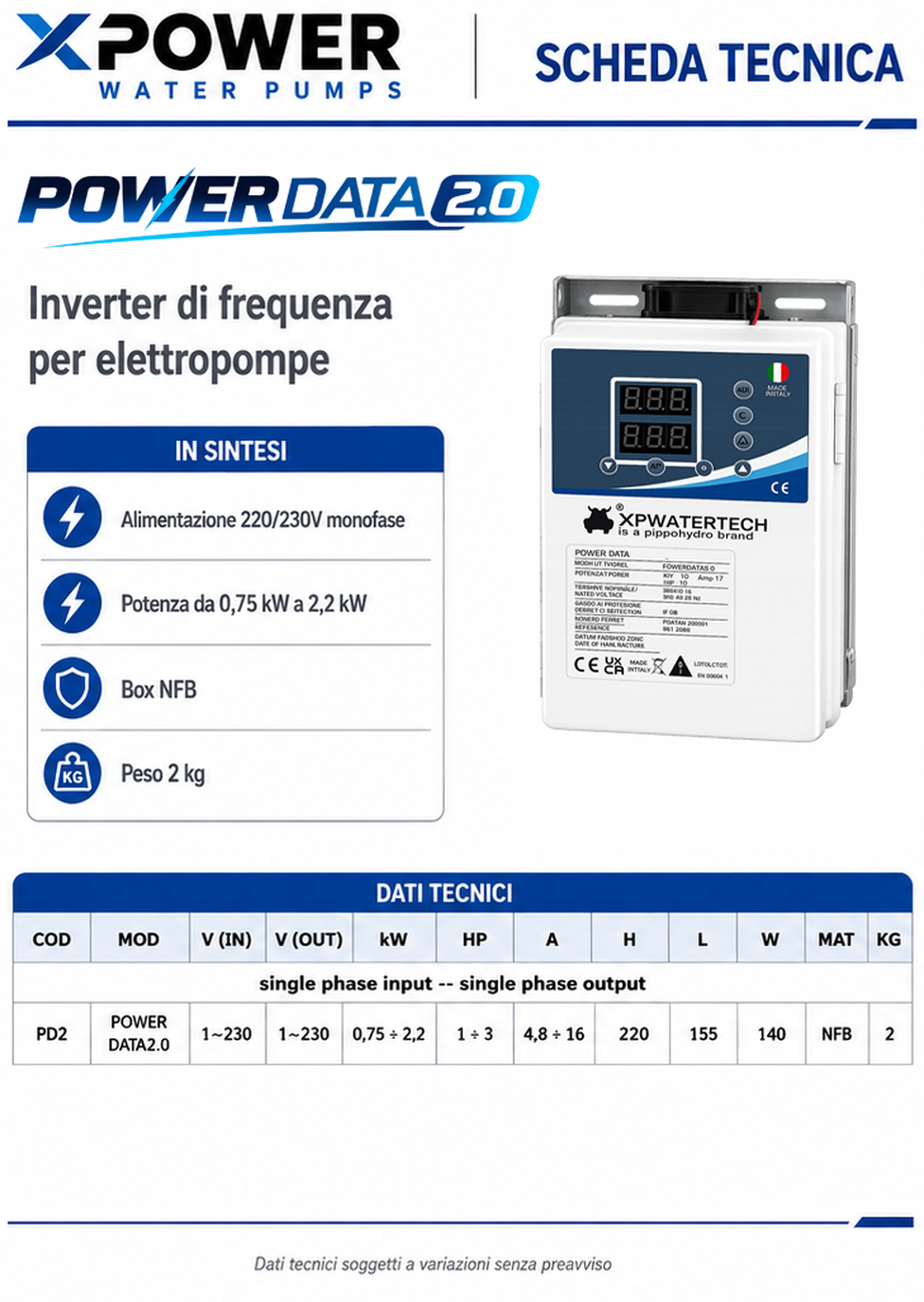 SCHEDA TECNICA INVERTER