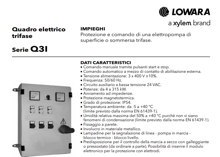 avviatore quadro per pompe sommerse lowara caprari pedrollo dab saer belardi x-power pippohydro aturia ksb