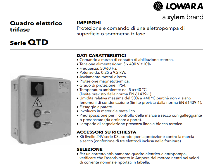 avviatore quadro per pompe sommerse lowara caprari pedrollo dab saer belardi x-power pippohydro aturia ksb