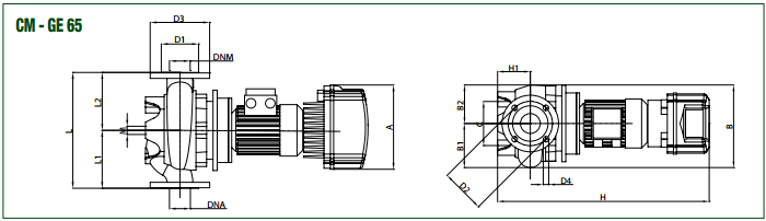 disegno tecnico pompe elettroniche in linea con inverter incorporato regolazione automatica dei giri mediante trasduttore di pressione