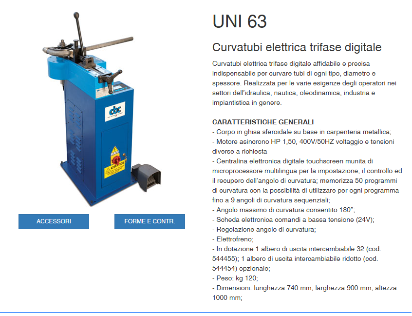 CBC pippohydro curvatubi attrezzatura idraulica uni 63 curvare tubi con display touchscreen trifase