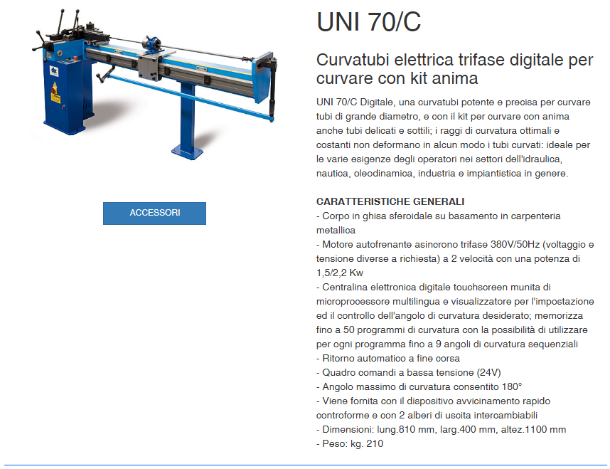 CBC pippohydro curvatubi attrezzatura idraulica uni 70c curvare tubi con anima con display touchscreen trifase