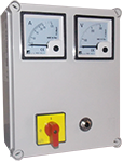 quadro avviatore per motori elettrici elettropompe sommerse dotato di interruttore termico voltmetro amperometro