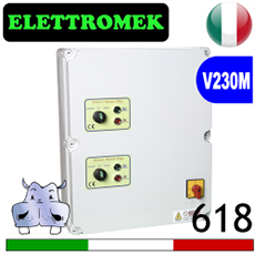 Quadro elettrico per il comando e la gestione di una pompa sommersa monofase - comando da galleggiante separato alla pompa - Il quadro è completo di batteria tampone per azionamento allarme 12 Vdc