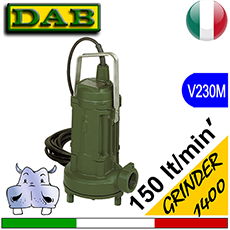 GRINDER 1400 versione monofase - pompa sommersa con dispositivo trituratore dei reflui elettropompa sommersa dab fognature reflui dispositivo trituratore dei reflui