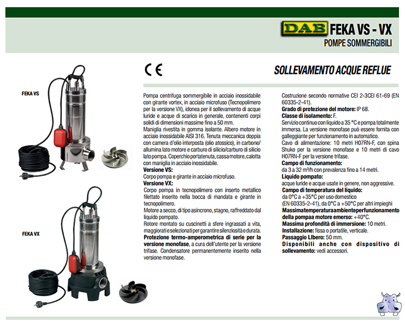 elettropompa pompa sommersa pompa immersione submersible waste water pumps prezzi oferte promo schede tecniche