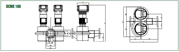disegno tecnico pompe elettroniche in linea con inverter incorporato regolazione automatica dei giri mediante trasduttore di pressione