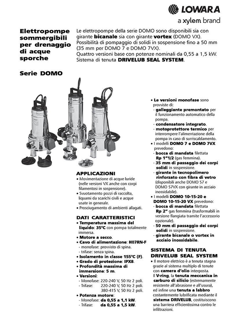 elettropompe sollevamento acque reflue espulsione fognature in rete