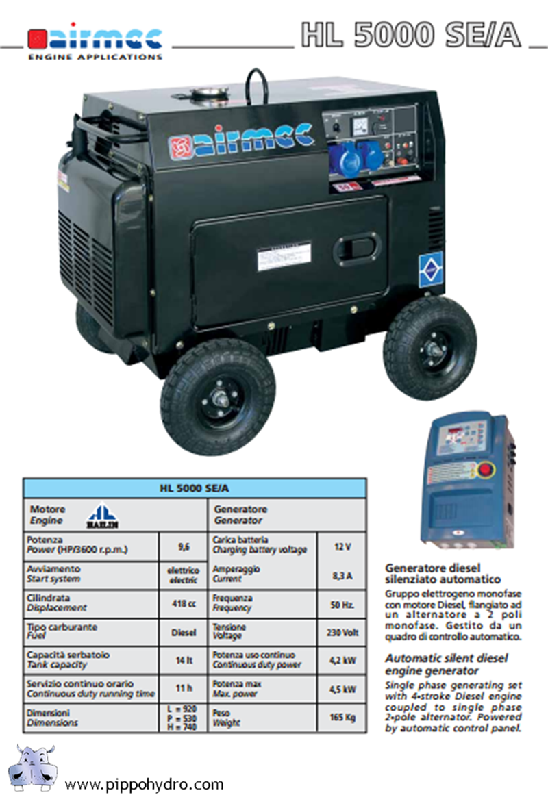 generatore di corrente con quadro ATS avvio automatico