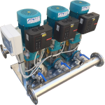 UNIVER POMPA VERTICALE INTEGRALE INOX gruppo pompe gemellar inverter trifase i a tre 3 pompe asse verticale complete di inverter - pompe inverterizzate per gruppi aumento pressione idrica