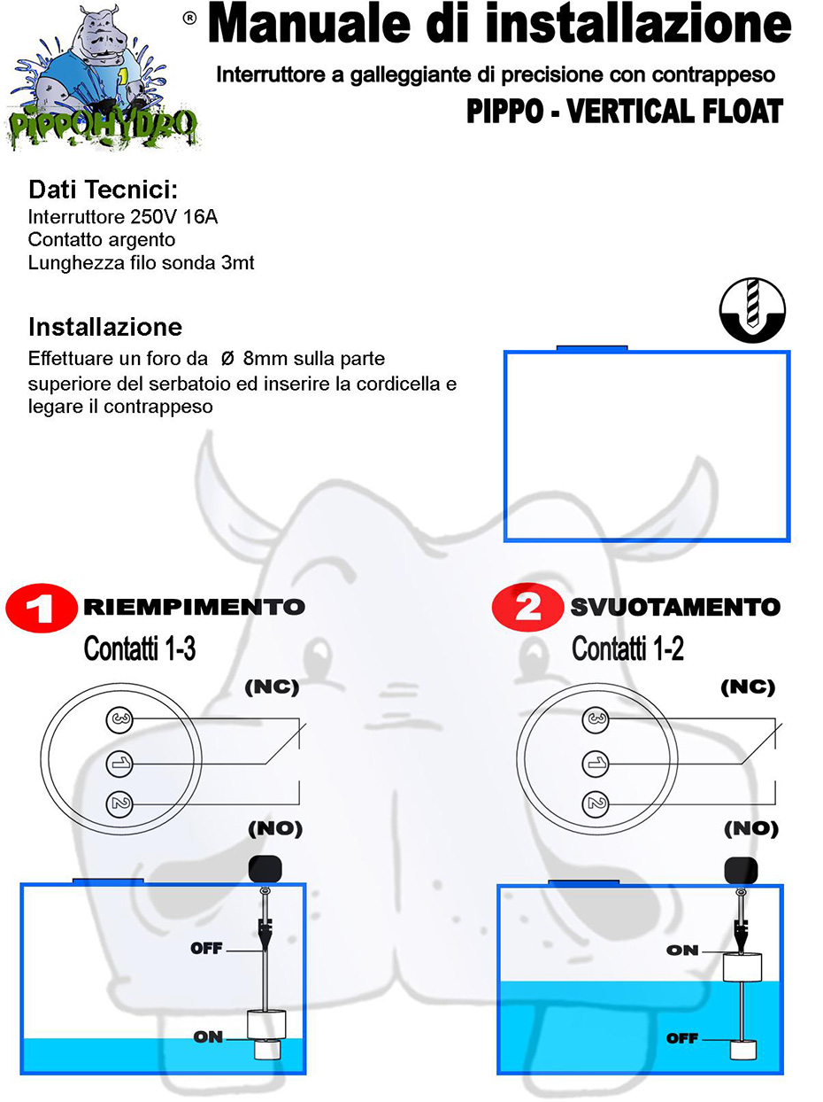 galleggiante elettrico con contrappeso per elettropompe