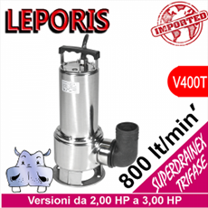 SUPERDRAINEX200 - SUPERDRAINEX300 potenze da 2,00 HP a 3,00 HP versione professionale trifase a doppia tenuta meccanica in bagno olio, girante in acciaio inox elettropompa sommersa per fognature dab caprari lowara acque reflue pompe a immersione stazione stazioni di sollevamento fognario fognature pedrollo acque nere pippohydro elettromek ecommerce store ebay ebay ebay professionale water pumps ebara