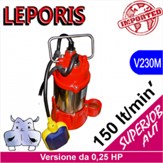 SUPERJOB 25 potenza 0,25 HP versione professionale a doppia tenuta meccanica in bagno olio, girante in ghisa grigia a grana fine impianto elettropompa sommersa, elettropompa sommersa acque sporche, pompa immersione funzionamento