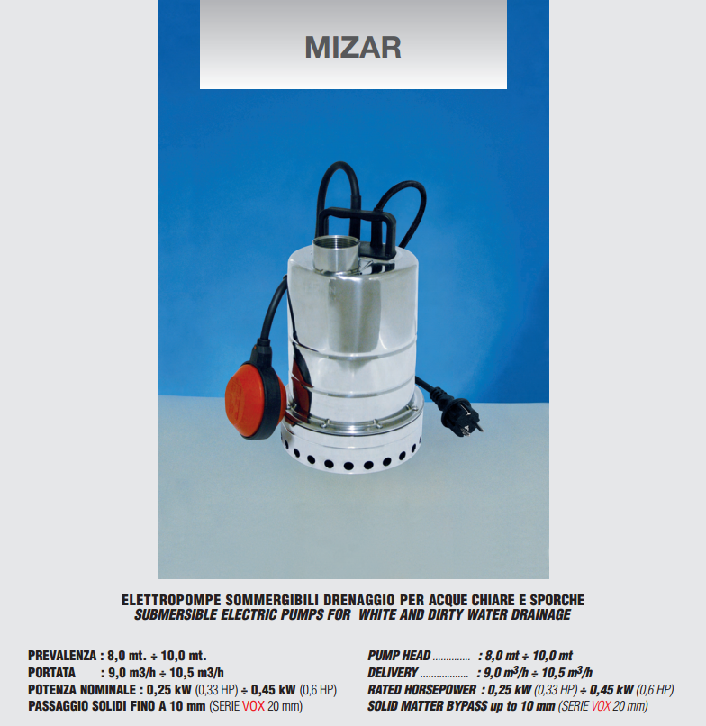 pompa sommersa in acciaio inox
