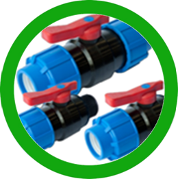 valvole con raccordo - fitting valv pe plastica alfa