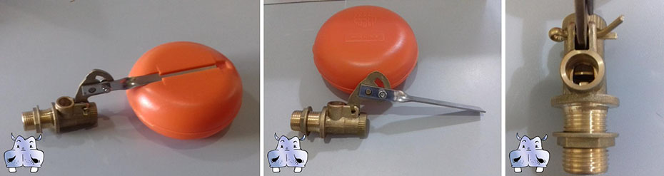 rubinetto a galleggiante per abbeveratoio su pippohydro in ottone giallo asta corta piatta in acciaio inox per abbeveratoio e applicazioni speciali