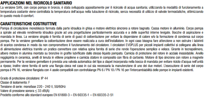 circolatore elettronico a giri variabili per ricircolo acqua sanitaria