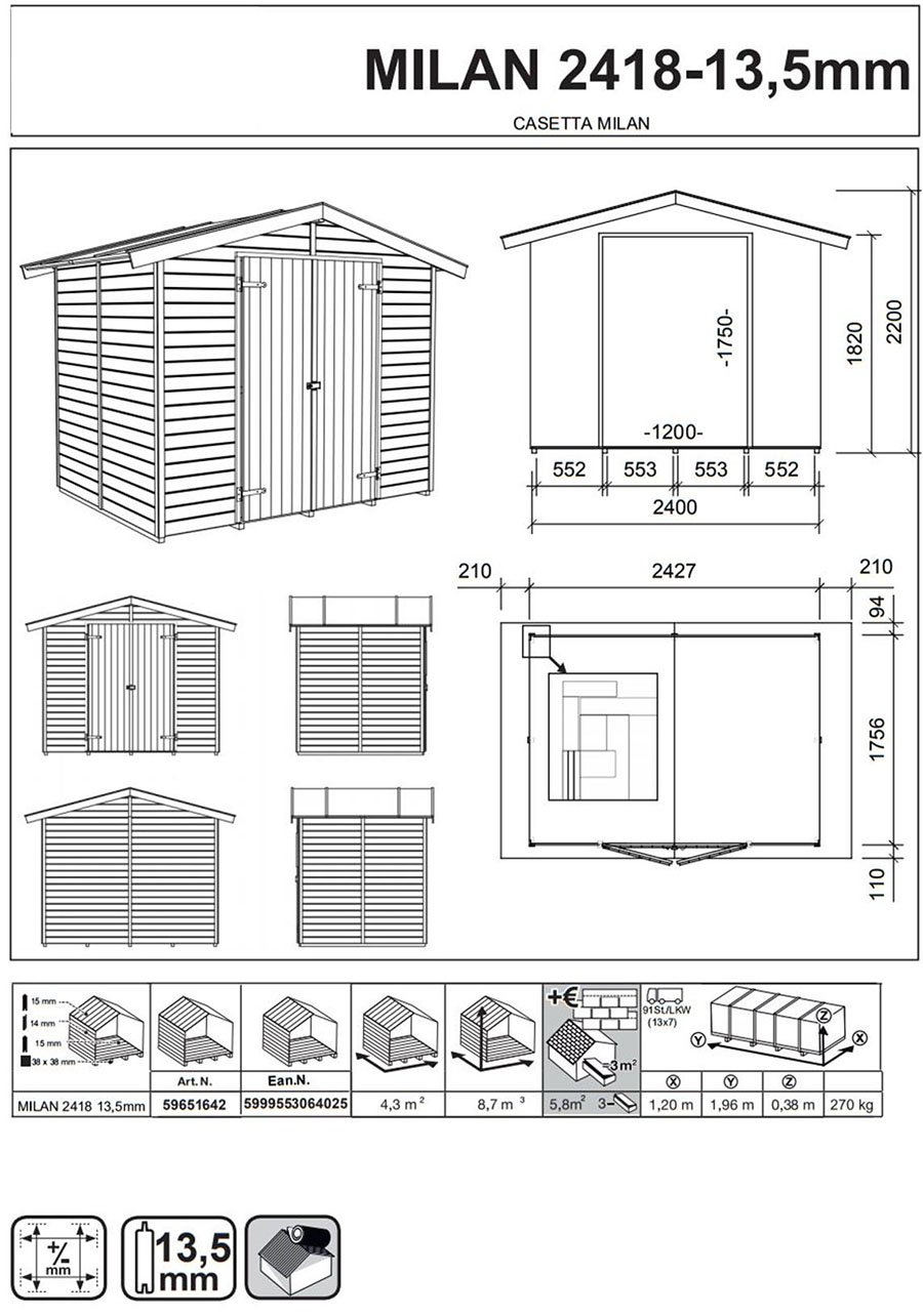 scheda tecnica casetta milan