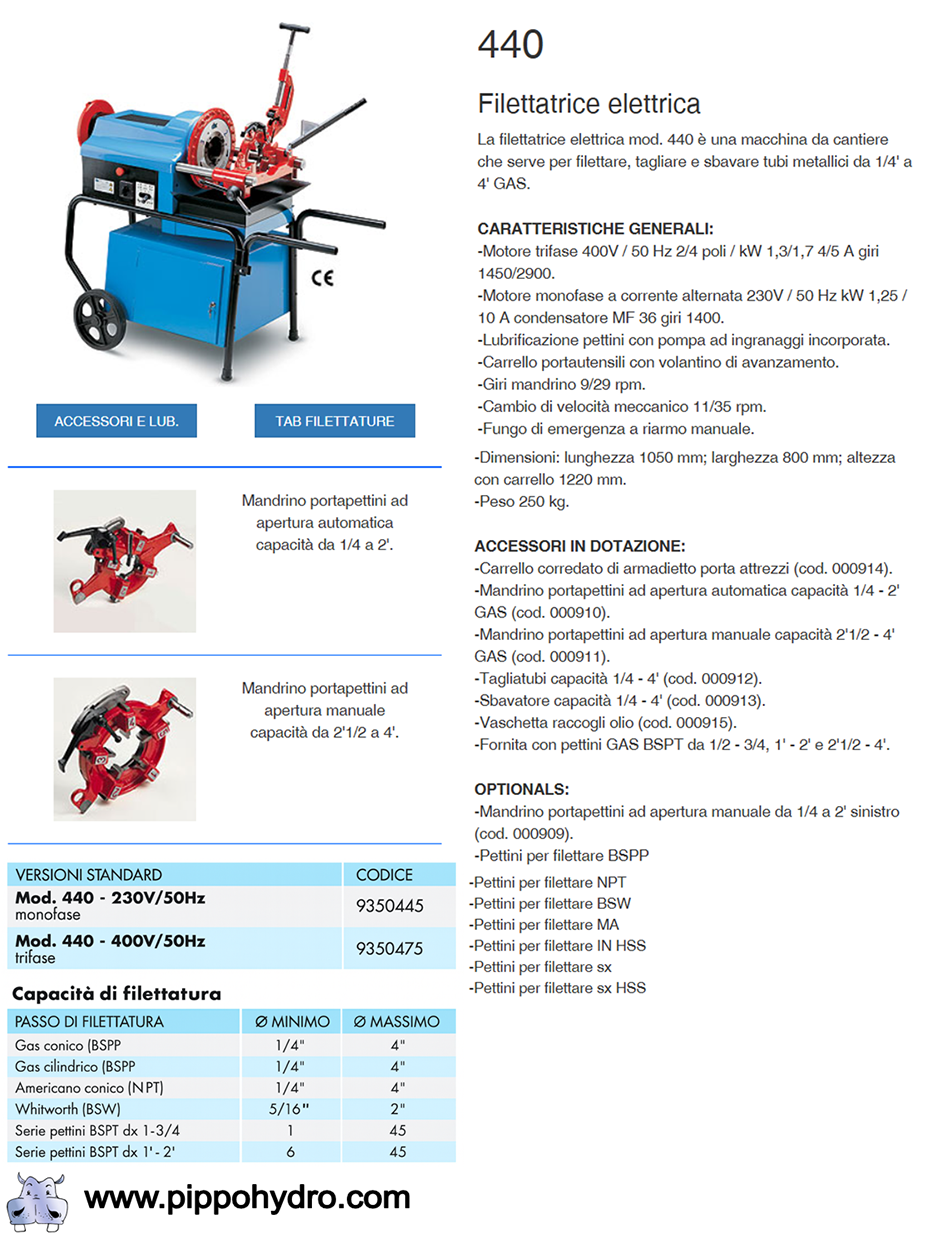 filiera cbc filettatrice elettrica cbc