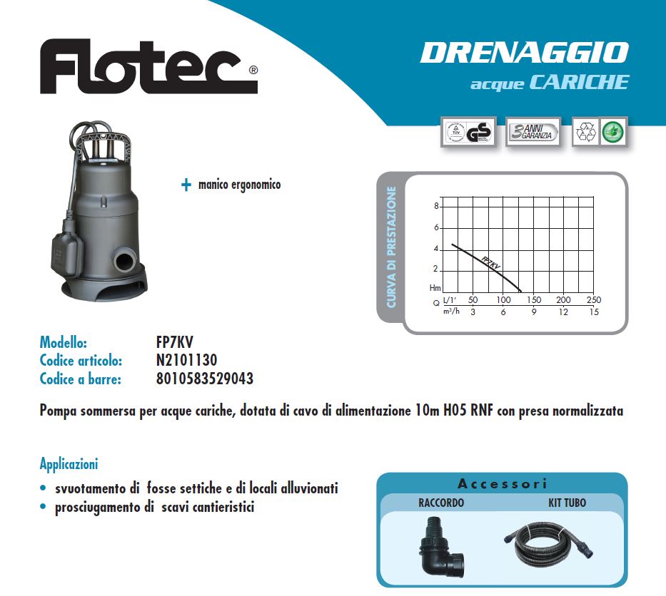 pompe per acque nere reflue liquami impianto di sollevamento flotec fp7kv