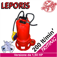 TRITING 150 potenza 1,50 HP versione professionale a doppia tenuta meccanica in bagno olio,sistema trituratore a doppia corona triturante pompa a immersione casa faidate leporis drenax